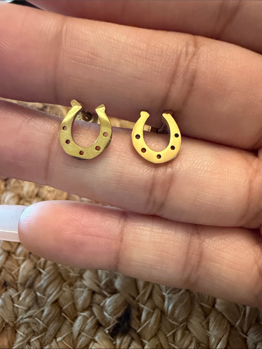 Horseshoe Stud Earrings - Gold Tone